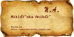 Miklóska Anikó névjegykártya